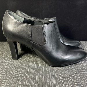 Franco Sarto Suri Black Leather Heeled Dress Booties Women’s Shoes Size 8.5 M